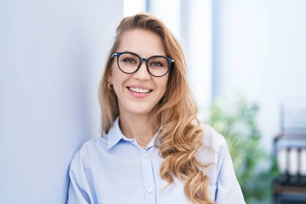 stock image Young blonde woman business worker smiling confident at office