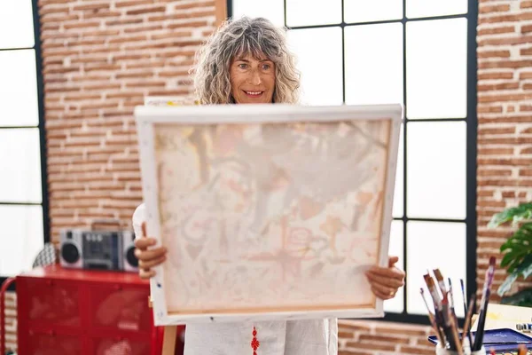 Medioevo Donna Artista Guardando Disegnare Studio Arte — Foto Stock