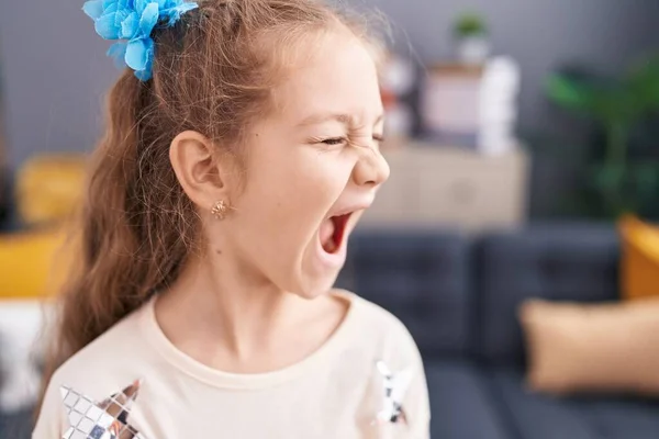 Adorable Caucasian Girl Screaming Home — Foto de Stock