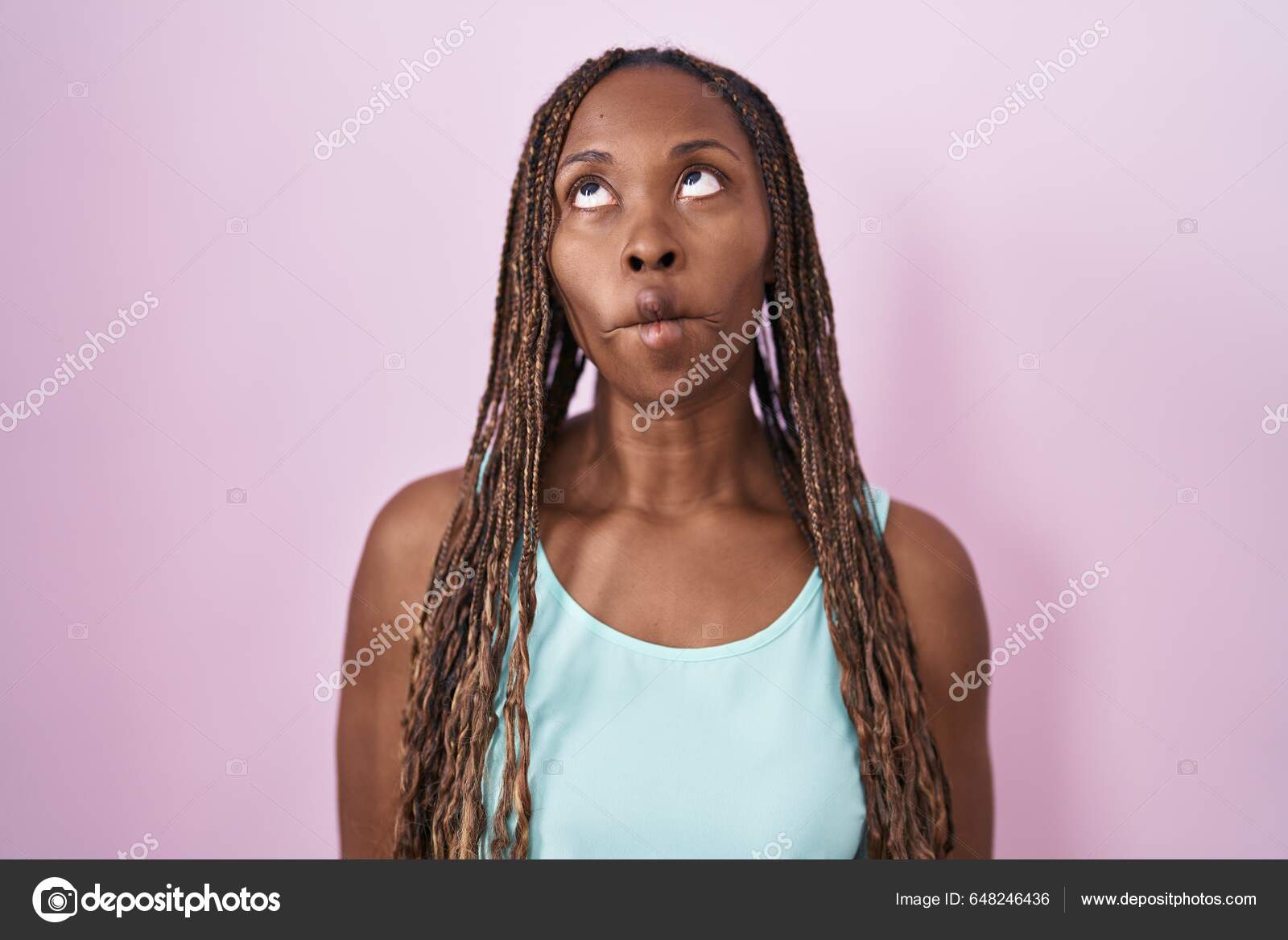African American Woman Standing Pink Background Making Fish Face Lips Stock  Photo by ©Krakenimages.com 648246436