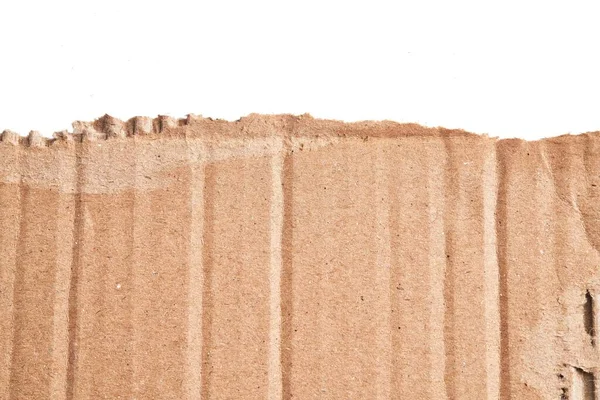 Ein Zerrissenes Stück Pappe Über Isoliertem Weißem Hintergrund — Stockfoto