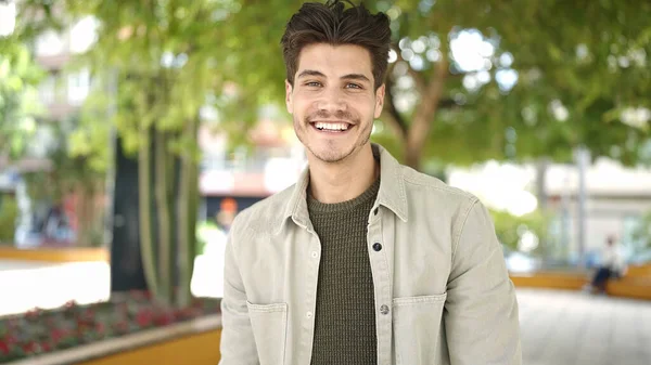 Young Hispanic Man Smiling Confident Standing Park — Stock Photo, Image