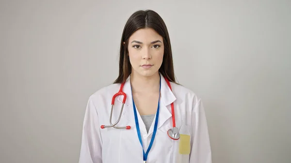 Young Beautiful Hispanic Woman Doctor Standing Relaxed Expression Isolated White — Stock Photo, Image