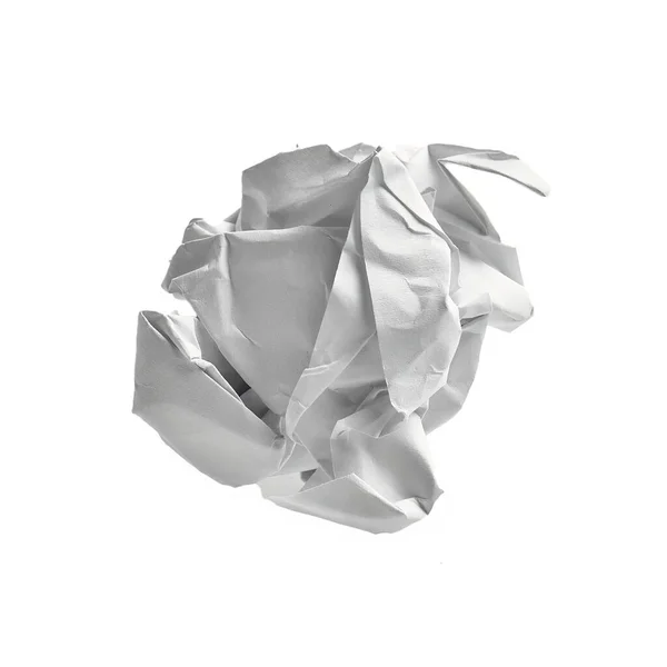 One White Crumpled Paper Ball Isolated Background — Stock Photo, Image