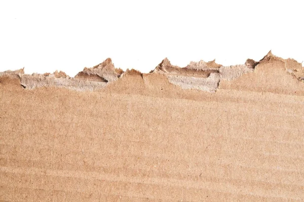 One Ripped Piece Cardboard Material Isolated White Background — Stock Photo, Image