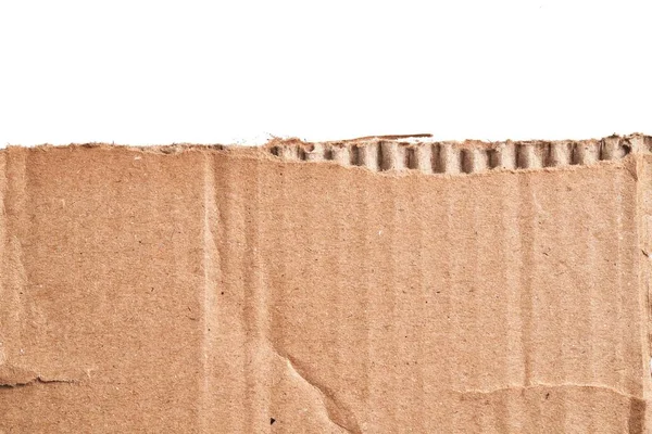 Een Gescheurd Stuk Karton Geïsoleerde Witte Achtergrond — Stockfoto