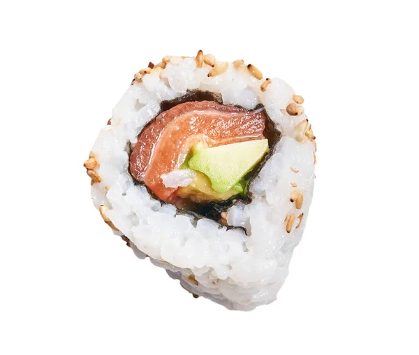 stock image  Single delicious california roll with sesame over isolated white background