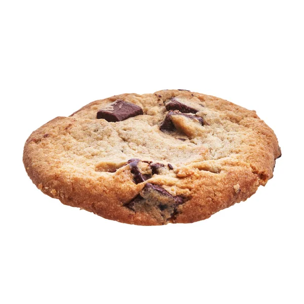 Heerlijke Enkele Chocolade Cookie Geïsoleerde Witte Achtergrond — Stockfoto