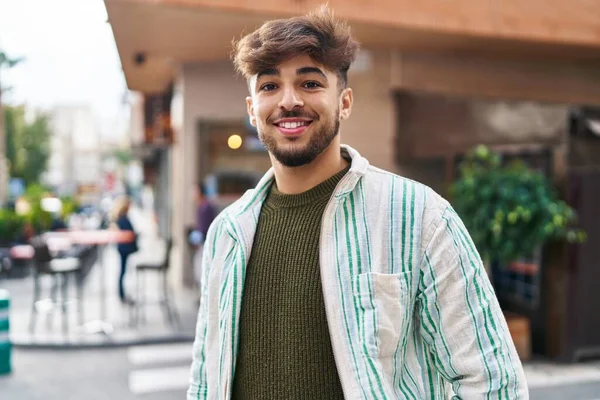 Young Arab Man Smiling Confident Standing Street — Foto de Stock