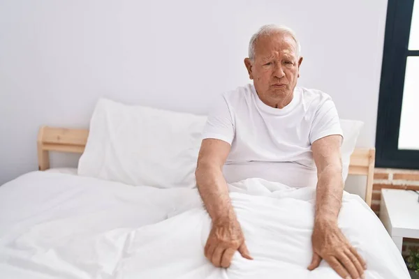 Senior Grey Haired Man Bedroom — Stock Photo, Image