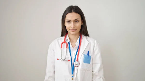 Young Beautiful Hispanic Woman Doctor Standing Relaxed Expression Isolated White — Stock Photo, Image