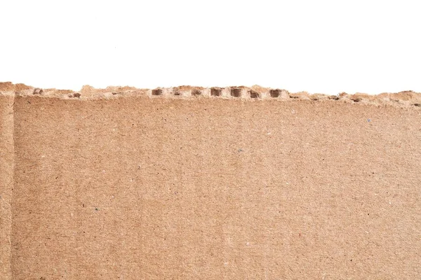 Een Gescheurd Stuk Karton Geïsoleerde Witte Achtergrond — Stockfoto