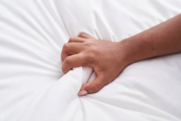 African American Woman Having Orgasm Bed Bedroom — Stock Photo, Image