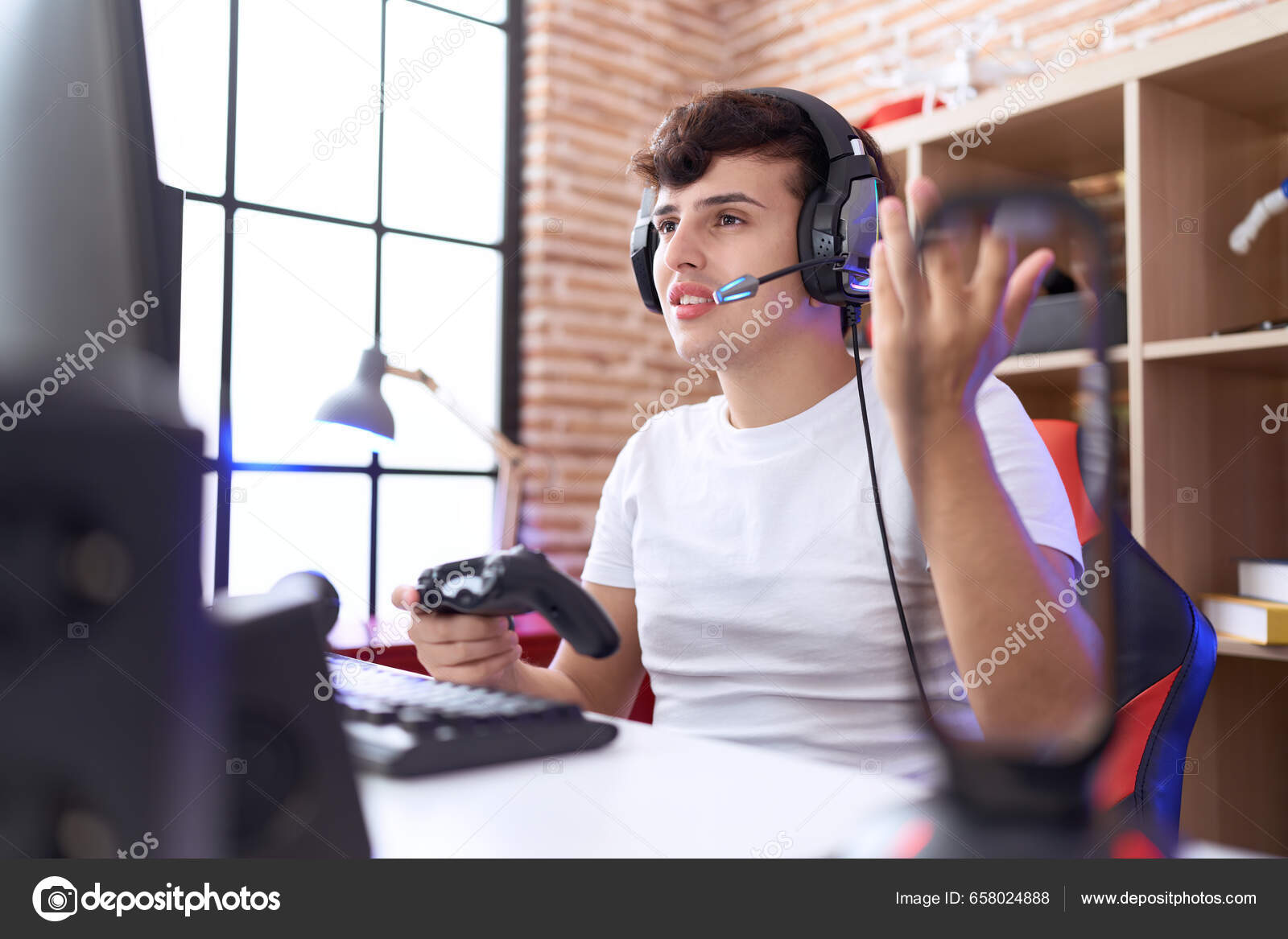 Man And Woman Playing Video Games Stock Photo