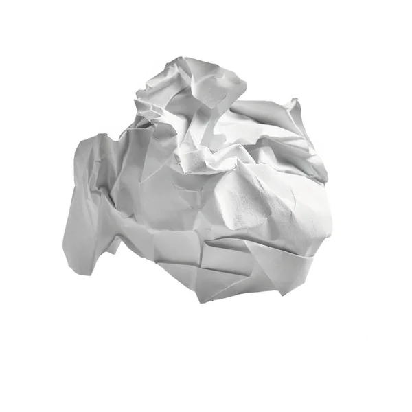 One White Crumpled Paper Ball Isolated Background — Stock Photo, Image