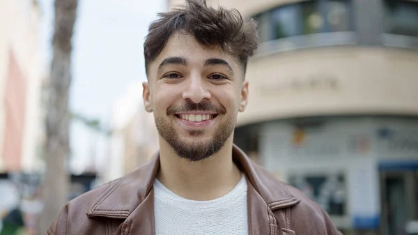 Young Arab Man Smiling Confident Standing Street — Stock Photo, Image