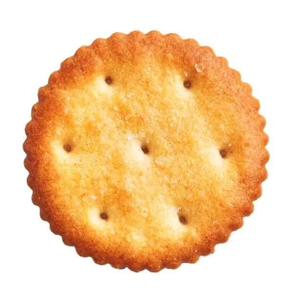 Köstliche Einzelne Salzige Keks Über Isolierten Weißen Hintergrund — Stockfoto