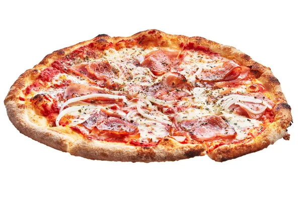 Delicious Jam Onion Italian Pizza Isolated White Background — Stock Photo, Image