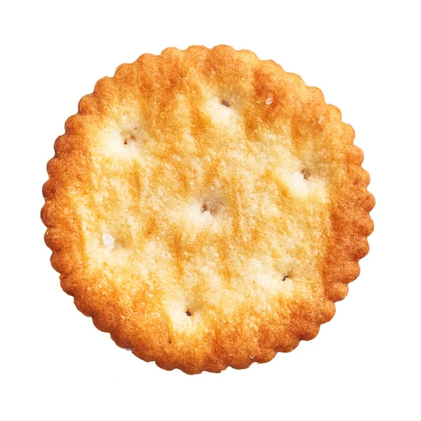 美味的单咸味饼干覆盖在孤立的白色背景上 — 图库照片