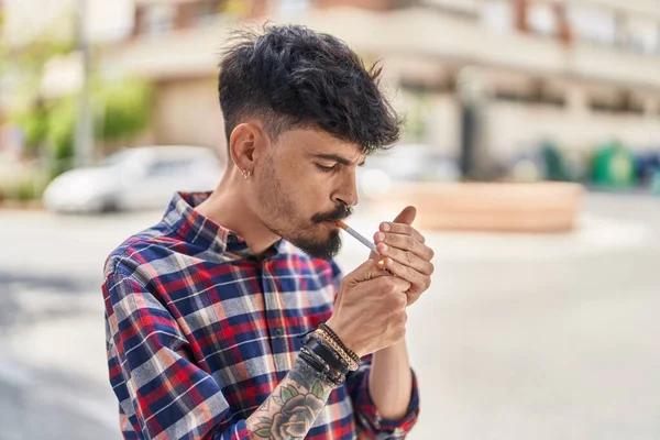 Young Hispanic Man Smoking Street — 스톡 사진