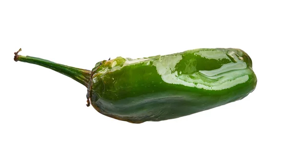 Delicious Single Green Pepper Isolated White Background — Fotografia de Stock