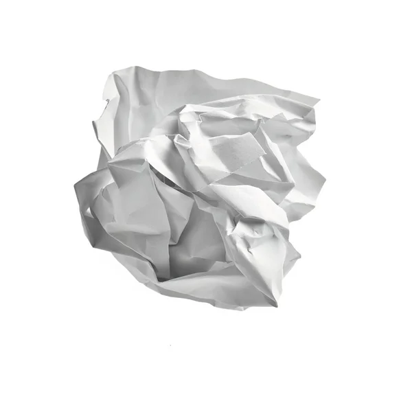 Een Witte Verkreukelde Papieren Bal Een Geïsoleerde Achtergrond — Stockfoto
