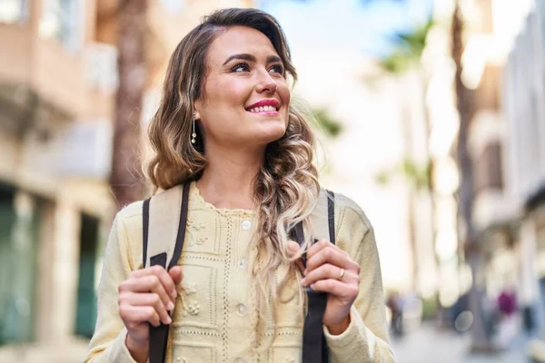 Young Woman Tourist Smiling Confident Walking Street —  Fotos de Stock
