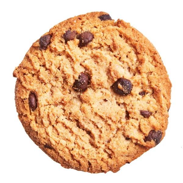 Lahodné Jednoduché Čokoládové Sušenky Izolovaném Bílém Pozadí — Stock fotografie