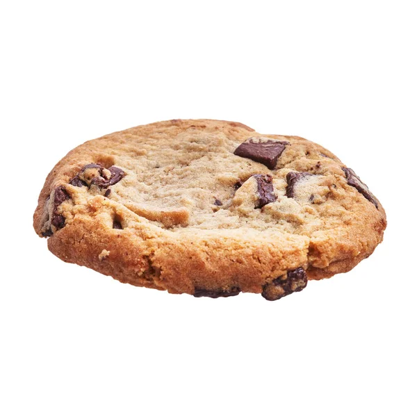 美味的单块巧克力饼干盖在孤立的白色背景上 — 图库照片