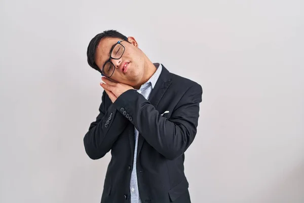 Young Hispanic Man Syndrome Wearing Business Style Sleeping Tired Dreaming — Stock Photo, Image