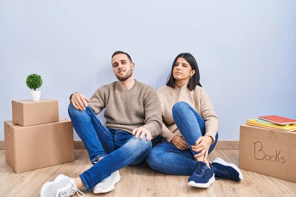 Young Couple Moving New Home Looking Sleepy Tired Exhausted Fatigue — Stock Photo, Image