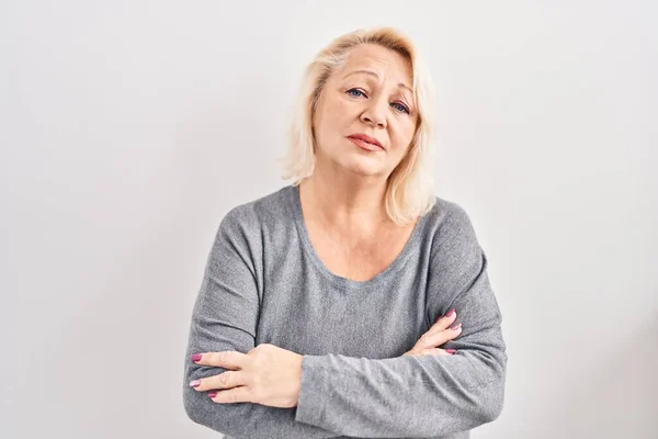 Middle Age Caucasian Woman Standing White Background Looking Sleepy Tired — Stock Photo, Image