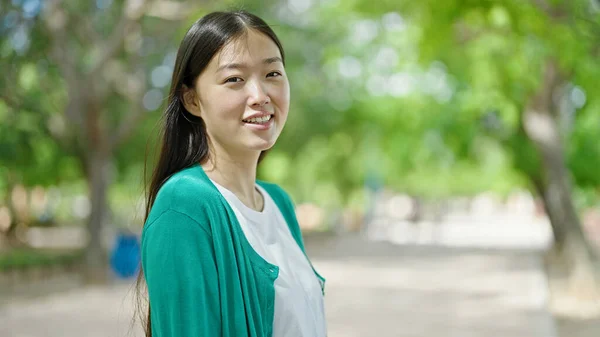Young Chinese Woman Smiling Confident Standing Park —  Fotos de Stock