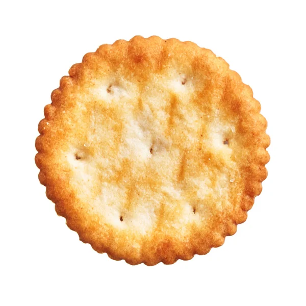 Köstliche Einzelne Salzige Keks Über Isolierten Weißen Hintergrund — Stockfoto