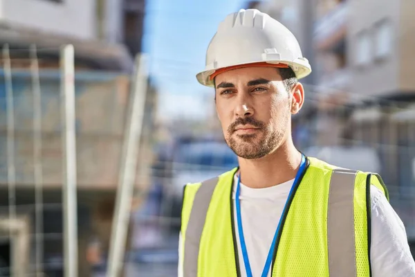 Young Hispanic Man Architect Standing Relaxed Expression Street — Foto Stock