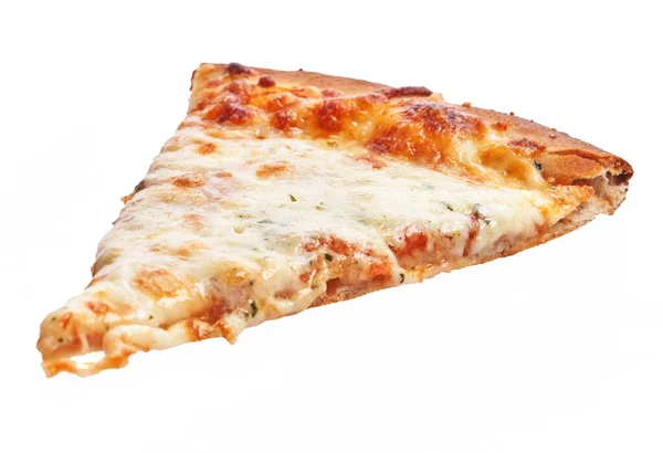 Kawałek Włoskiej Pizzy Serami Białym Izolowanym Tle — Zdjęcie stockowe