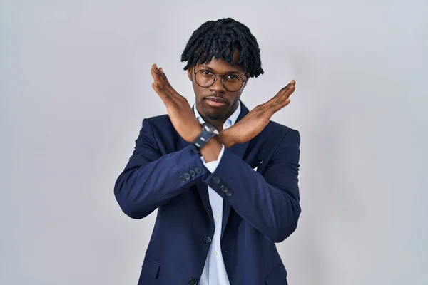 Young African Man Dreadlocks Wearing Business Jacket White Background Rejection — Stock Photo, Image