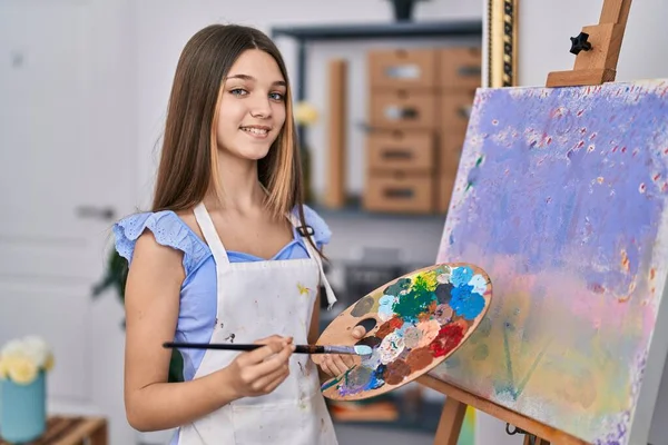 Adorable Girl Artist Smiling Confident Drawing Art Studio — Zdjęcie stockowe