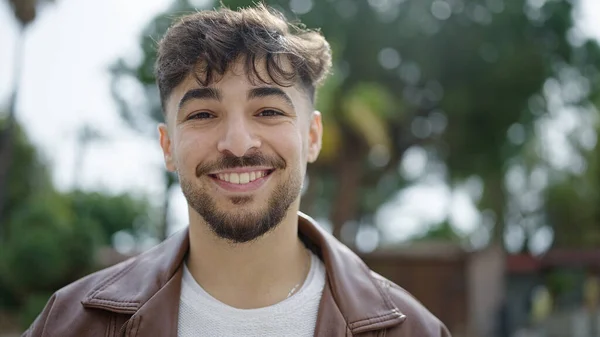 Young Arab Man Smiling Confident Standing Park — Stock Photo, Image