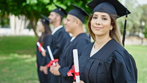 Group People Students Graduated Holding Diploma University Campus — Stock Photo, Image
