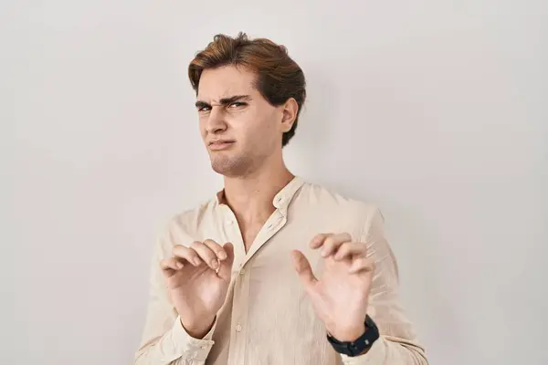 Young Man Standing Isolated Background Disgusted Expression Displeased Fearful Doing — Stock Photo, Image
