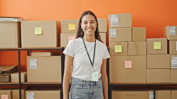 African American Woman Ecommerce Business Worker Smiling Confident Standing Office —  Fotos de Stock