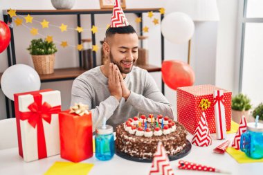 African american man smiling confident celebrating birthday at home