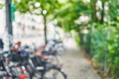 Blurred background of bike parking 