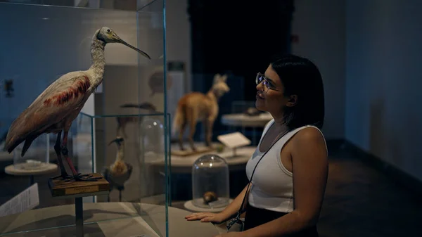 Joven Mujer Hispana Hermosa Visitando Exposición Historia Natural Museo Historia —  Fotos de Stock