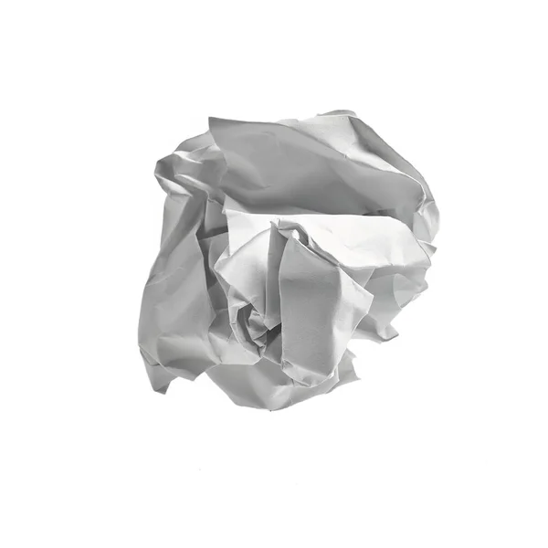 Una Palla Carta Bianca Stropicciata Sfondo Isolato — Foto Stock