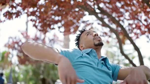 Afro Amerikaanse Man Dansend Park — Stockvideo