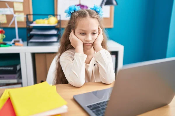 Adorable Caucasian Girl Student Studying Stressed Office — Stock Photo, Image