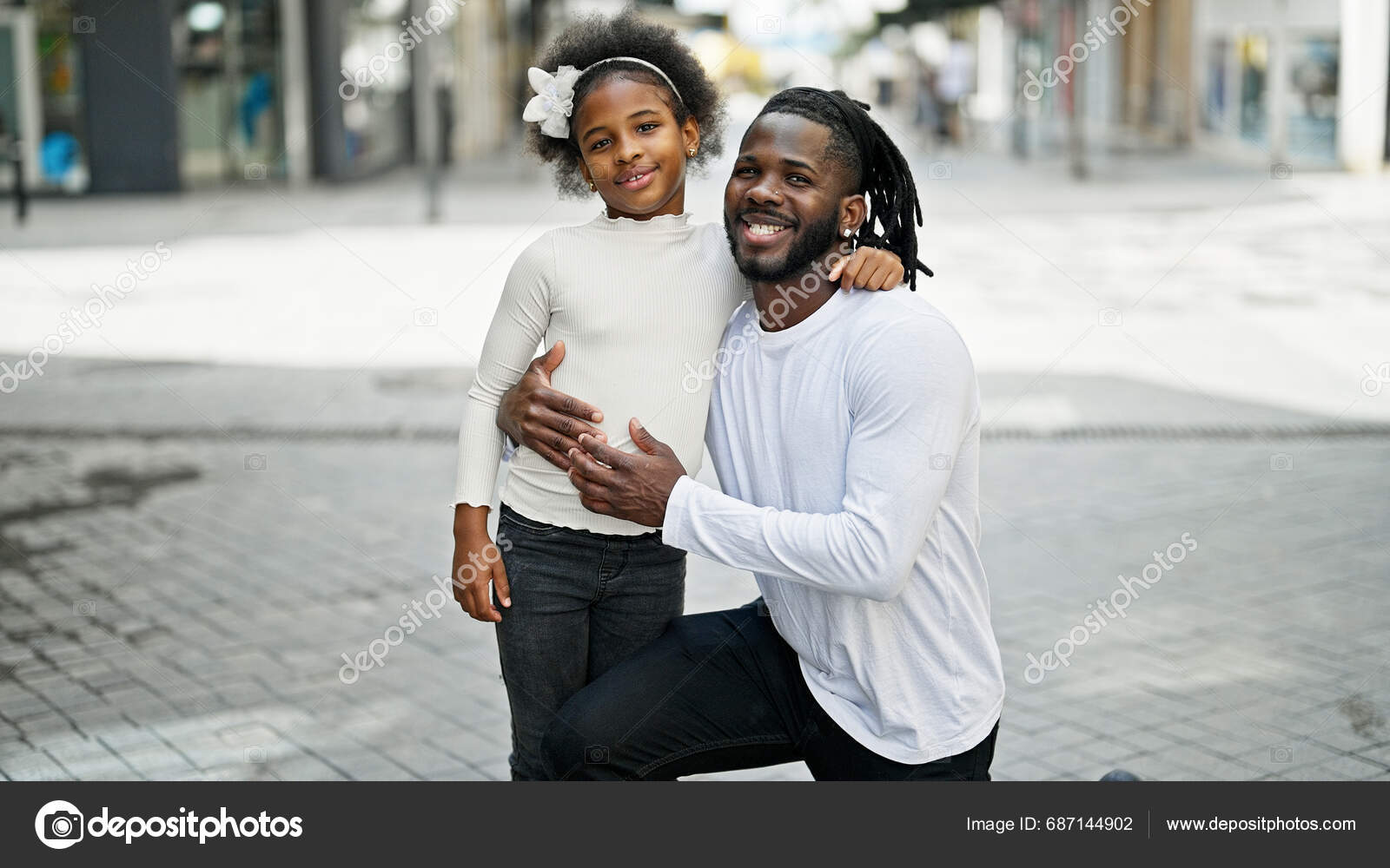 African American Father Daughter Smiling Confident Hugging Each Other