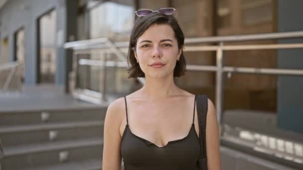 Kızgın Genç Spanyol Kadın Güzel Ama Ciddi Bir Ifadeyle Zorla — Stok video